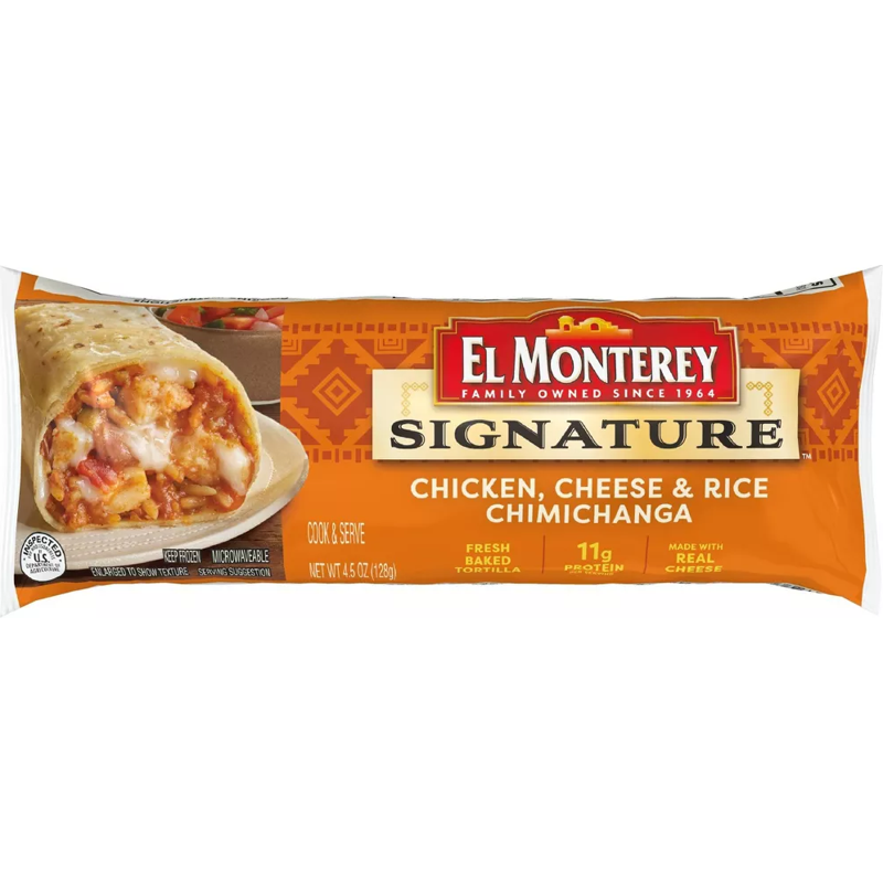 El Monterey Signature Chicken, Cheese & Rice Chimichanga 4.5oz Piece