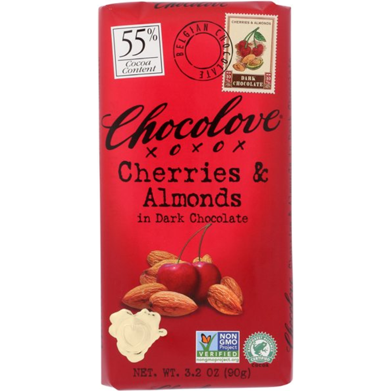 Chocolove Cherries & Almonds In Dark Chocolate 3.2oz Count