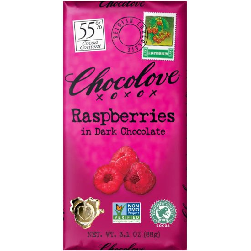 Chocolove Raspberries In Dark Chocolate Bar 3.1oz Pack