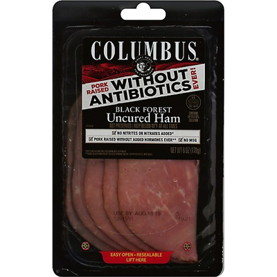 Columbus Black Forest Uncured Ham 6oz Pack