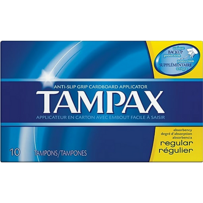 Tampax Regular Tampons Cardboard Applicator 10 Count