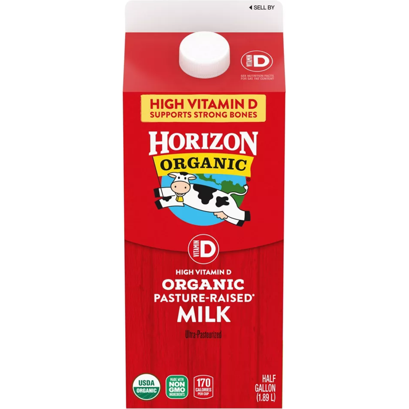 Horizon Organic Whole High Vitamin D Milk 1.89l Box