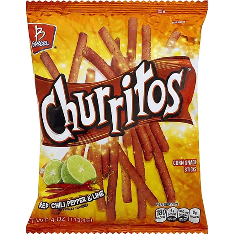 Barcel Churritos Corn Snack Sticks Red Chili Pepper & Lime 4 oz Bag