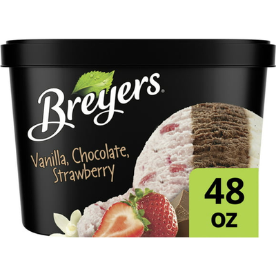 Breyers Vanilla Chocolate Strawberry Ice Cream 48oz Container