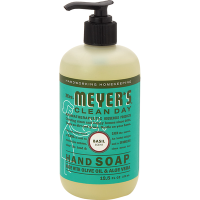 Mrs Meyers Hand Soap Basil 12.5oz Bottle