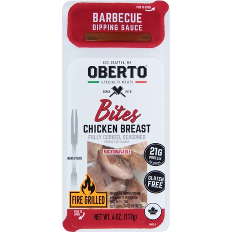 Oberto Bites Chicken Breast Barbeque Dipping Sauce 4oz Pack