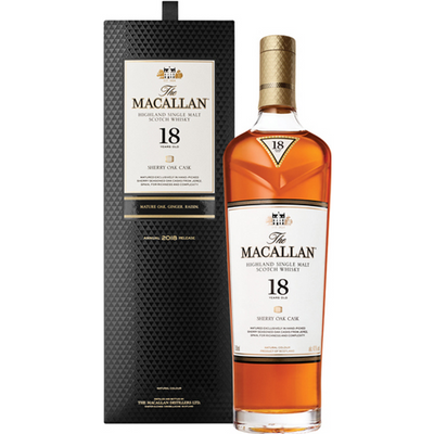 The Macallan Highland Single Malt Scotch Whisky Sherry Oak Cask 18 Year 750mL