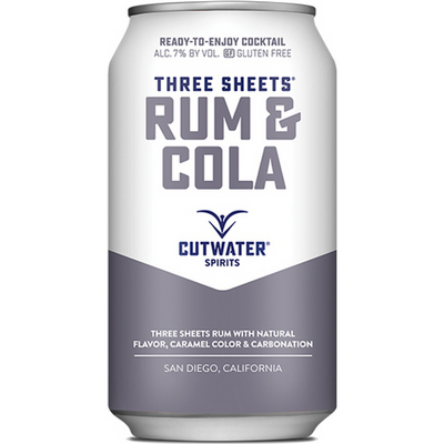 Cutwater Spirits Three Sheets Rum & Cola Cocktail 12 oz Can