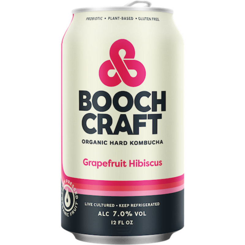 Boochcraft Grapefruit Hibiscus Organic Hard Kombucha 6 Pack 12oz Cans