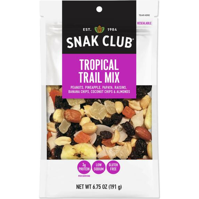 Snak Club Low Sodium Gluten-Free Tropical Trail Mix 6.75oz Bag