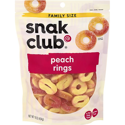 Snak Club Peach Rings 7.5oz Pouch