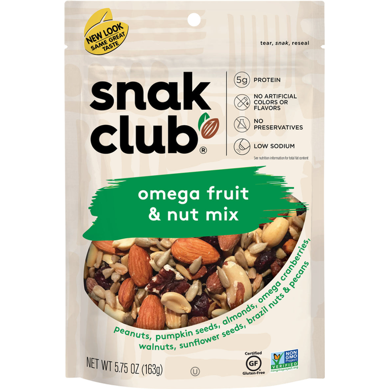 Snak Club Omega Fruit & Nut Mix 5.75oz Pouch