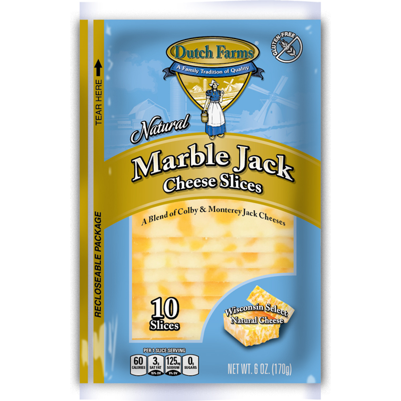 Dutch Farms Natural Marble Jack Cheese Slices 6oz Pack